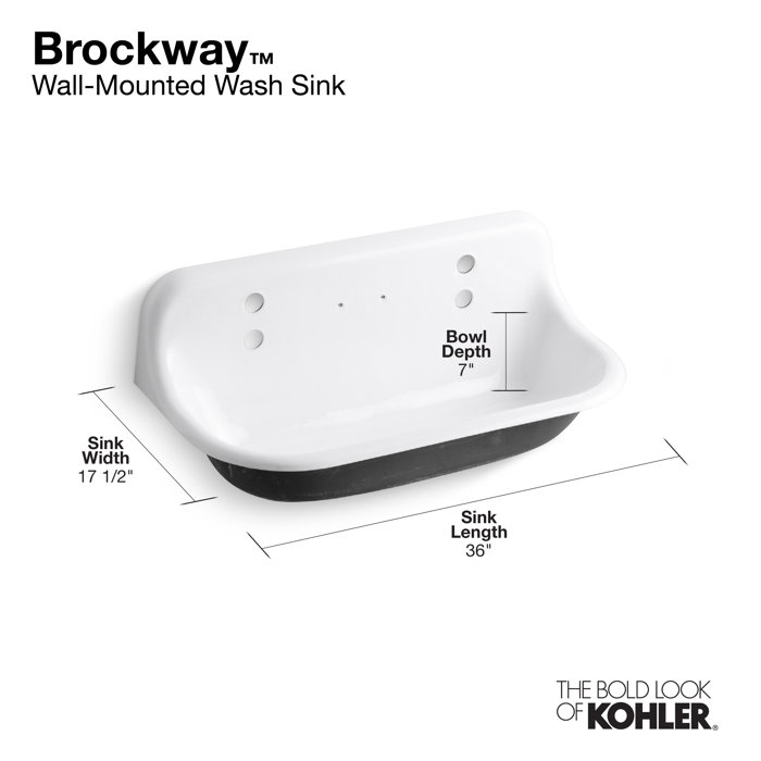 K32000 Kohler Brockway 36" x 17.5" Wall Mounted Service Sink